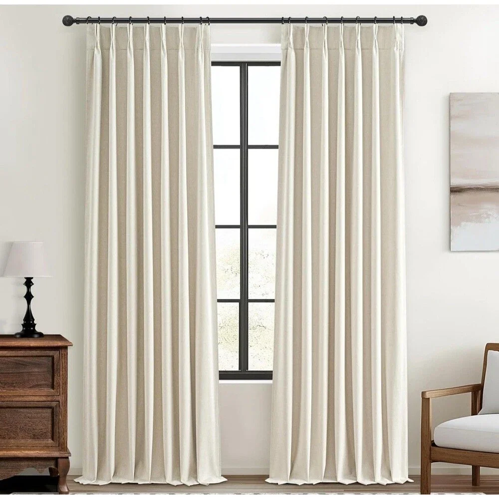 Extra Long Pleated Black Out Curtains 108 Inches Long for Living Room,